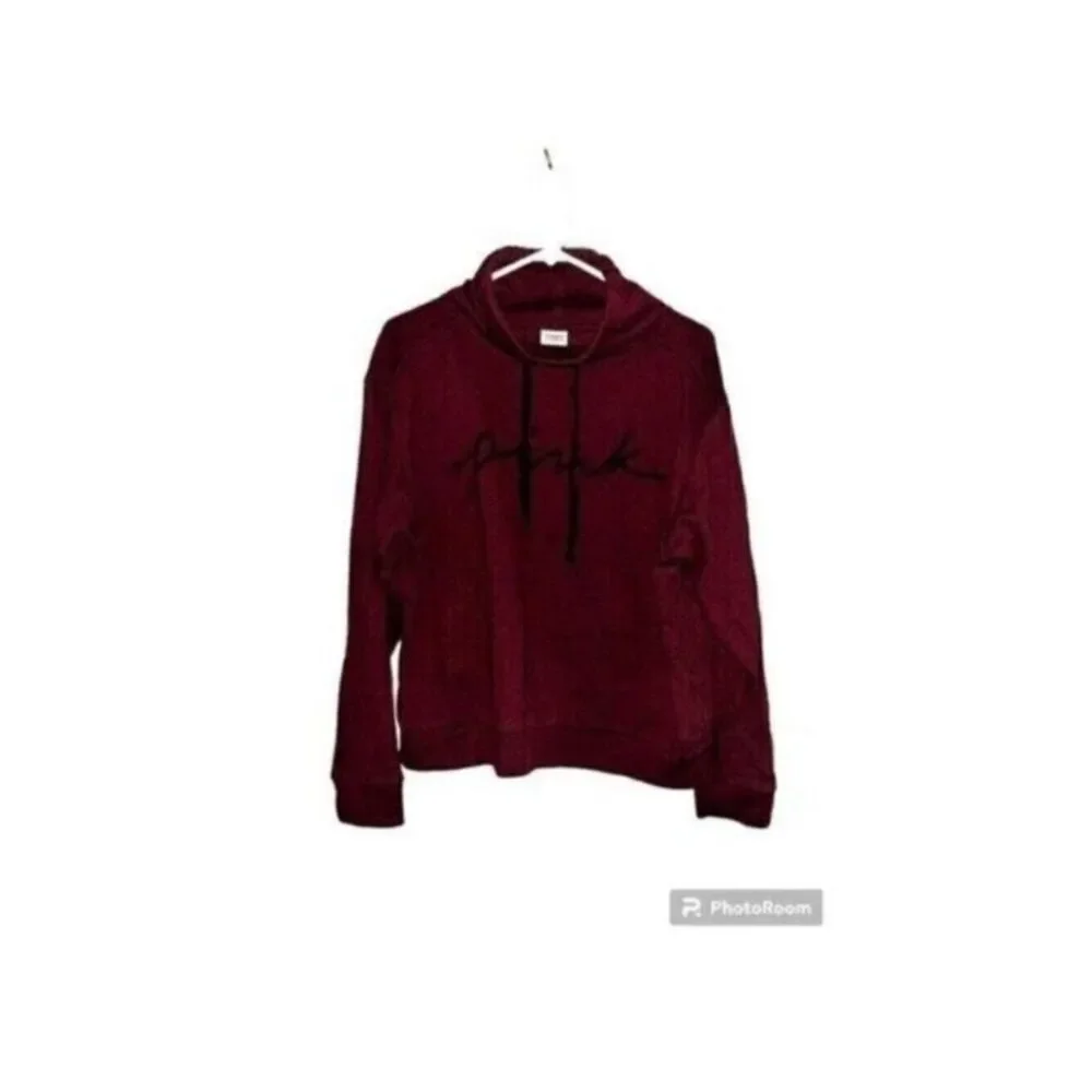 Pink Cowl Neck Drawstring Graphic Sweater
